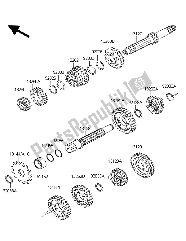 Todas las partes para Transmisión de Kawasaki KX 85 SW LW 2006