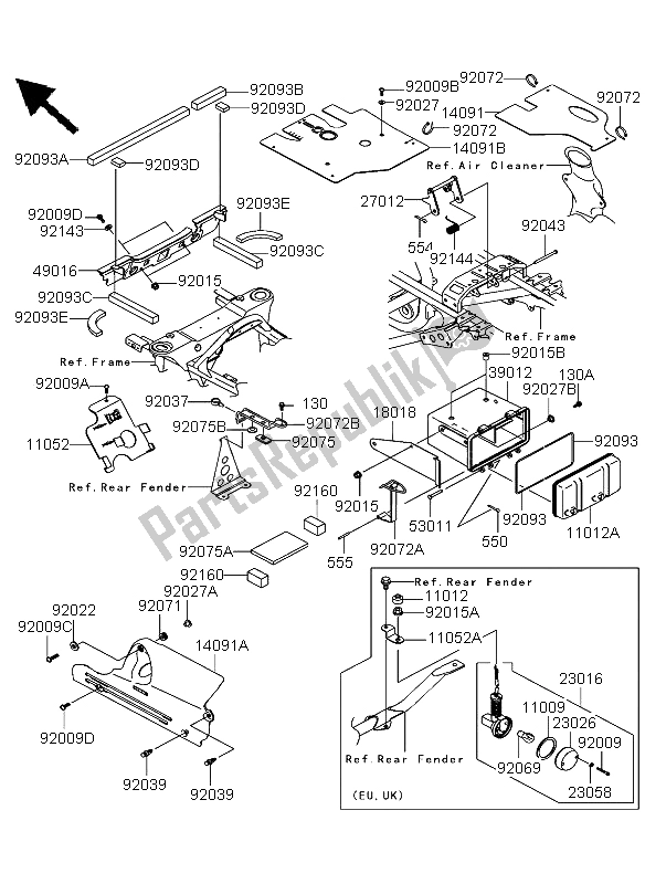 Toutes les pièces pour le Ferrures De Cadre du Kawasaki KVF 360 2003