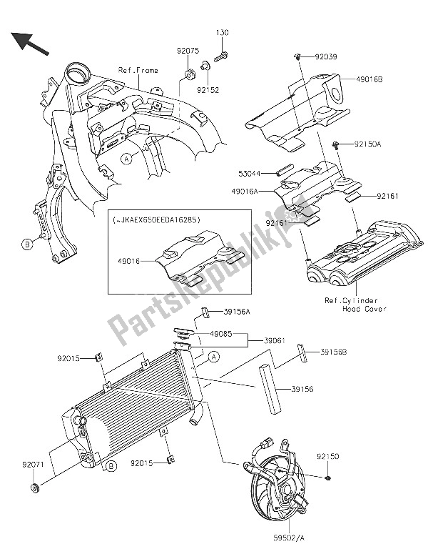 Tutte le parti per il Termosifone del Kawasaki ER 6F 650 2016