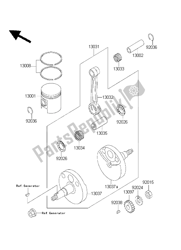 All parts for the Crankshaft & Piston of the Kawasaki KX 60 2003