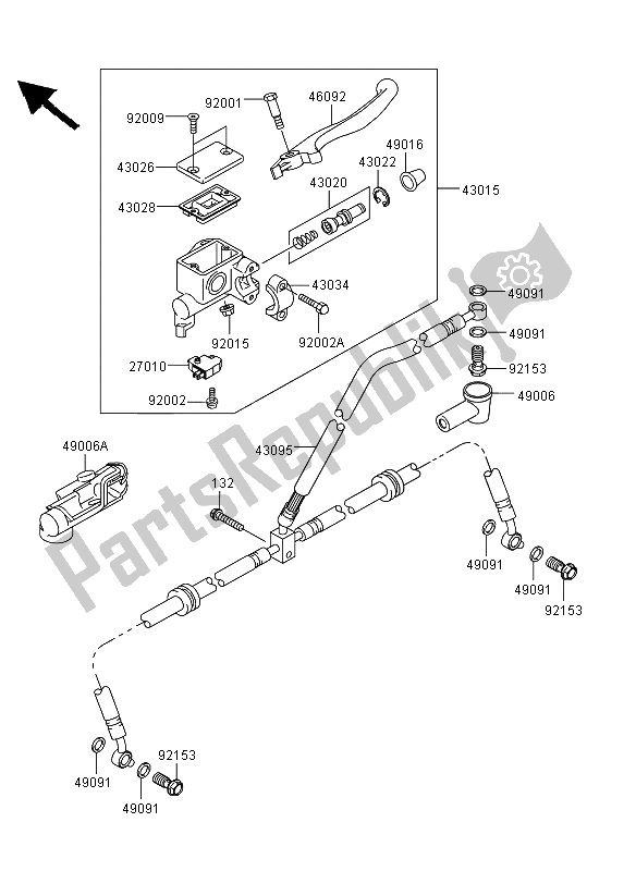 Alle onderdelen voor de Voorste Hoofdcilinder van de Kawasaki KVF 360 4X4 2011