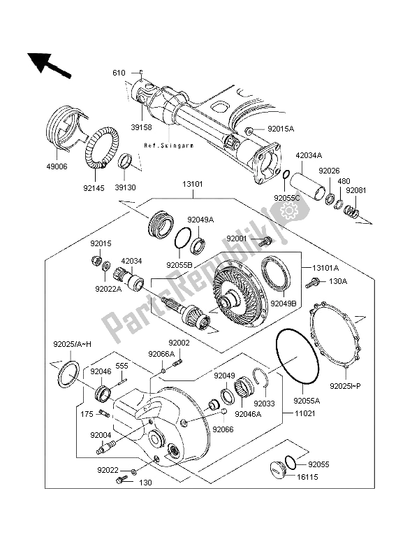 All parts for the Drive Shaft & Final Gear of the Kawasaki VN 1500 Classic 1997