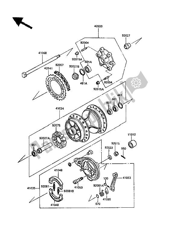 All parts for the Rear Hub of the Kawasaki KLR 250 1988