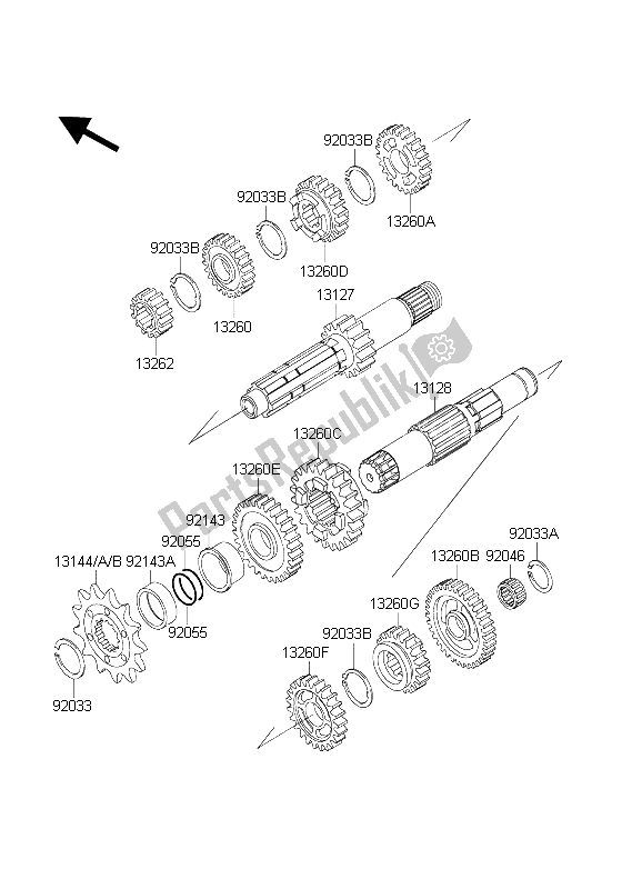 Alle onderdelen voor de Overdragen van de Kawasaki KX 250 2004