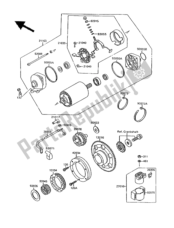 Toutes les pièces pour le Démarreur du Kawasaki VN 15 1500 1994