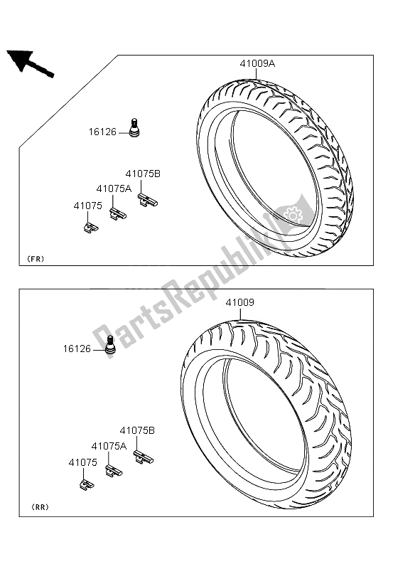 All parts for the Tires of the Kawasaki Versys ABS 650 2011