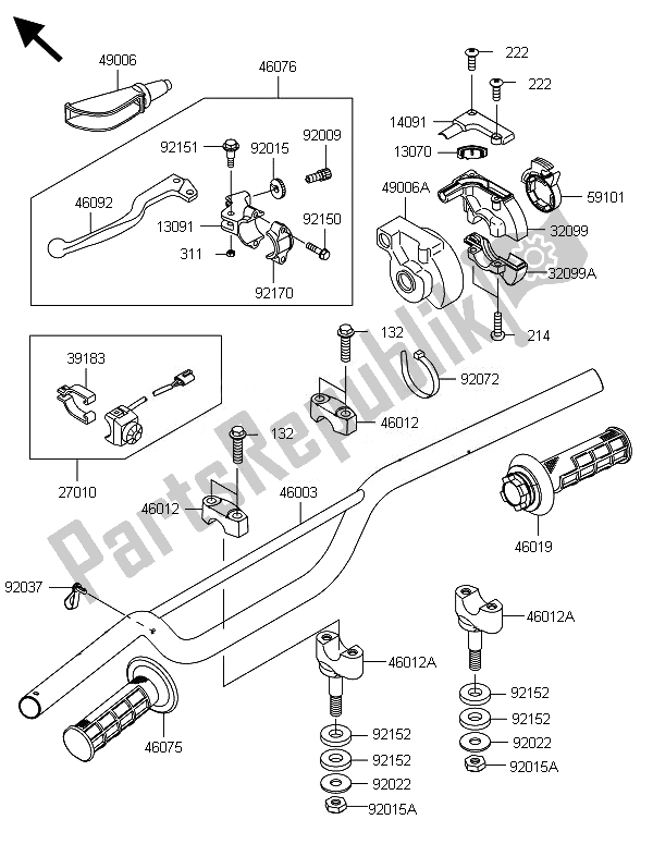 All parts for the Handlebar of the Kawasaki KX 85 SW 2014