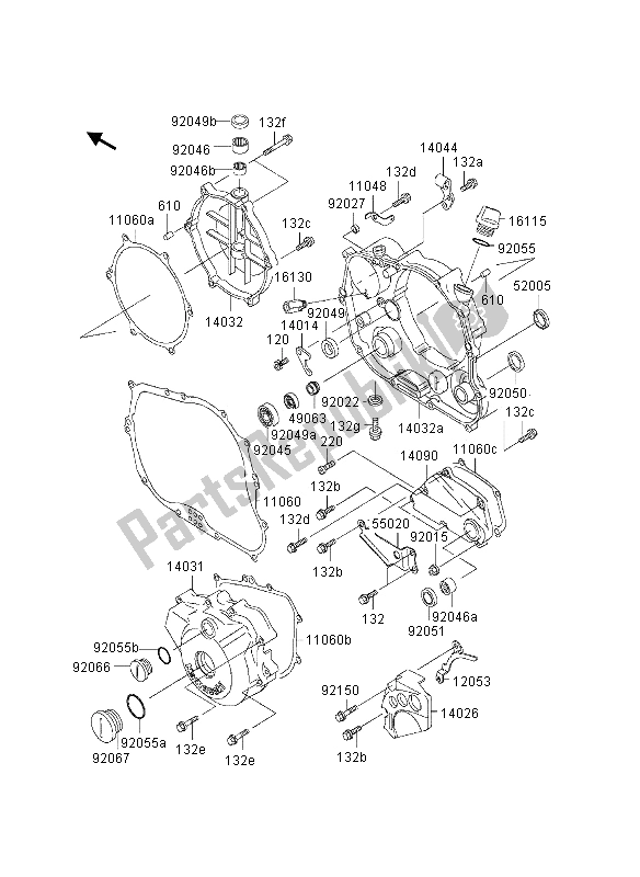 All parts for the Engine Cover of the Kawasaki KLX 300R 1997