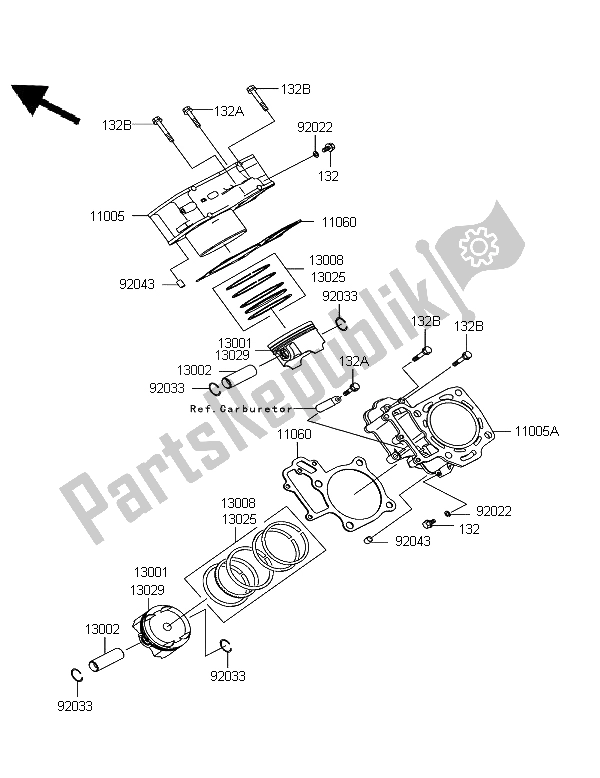 Wszystkie części do Cylinder I T? Ok (y) Kawasaki KFX 700 KSV 700B6F 2006