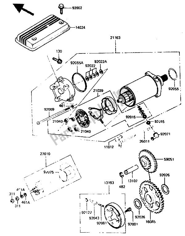 Tutte le parti per il Motorino Di Avviamento del Kawasaki ZX 400 1987