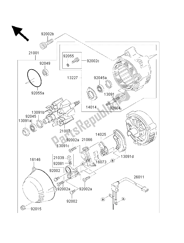 All parts for the Generator of the Kawasaki 1000 GTR 2000