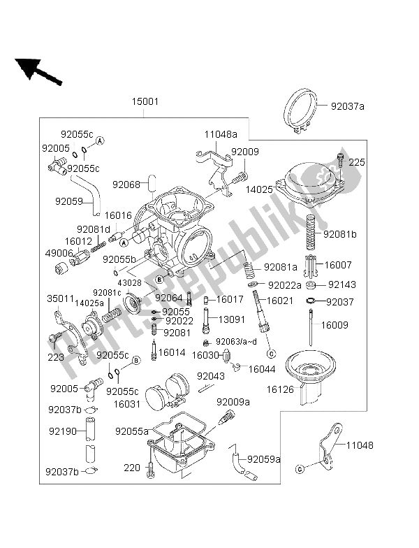 All parts for the Carburetor of the Kawasaki KLX 650R 1999