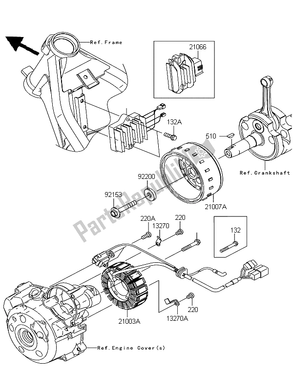 All parts for the Generator of the Kawasaki D Tracker 125 2011