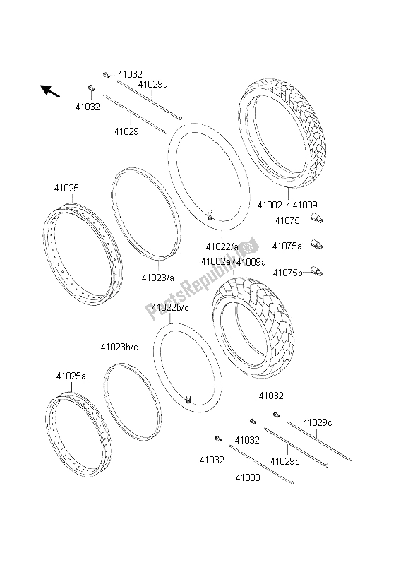 All parts for the Tires of the Kawasaki KLR 650 2002