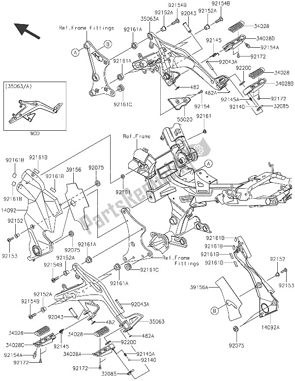 Todas las partes para Reposapiés de Kawasaki ER 6F 650 2016