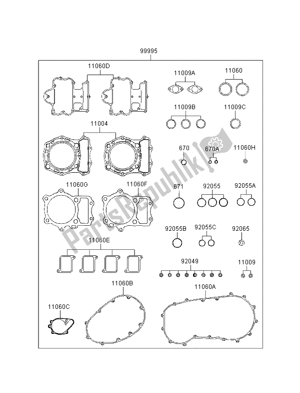 All parts for the Gasket Kit of the Kawasaki VN 1500 Classic 1997
