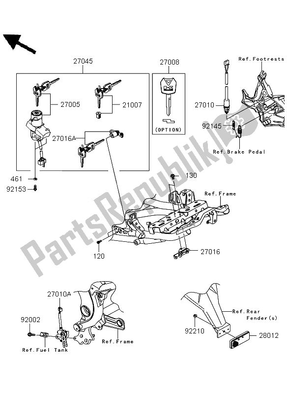 All parts for the Ignition Switch of the Kawasaki Versys ABS 650 2011