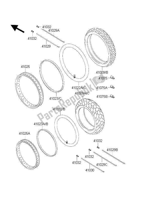 All parts for the Tires of the Kawasaki KLR 650C 2004