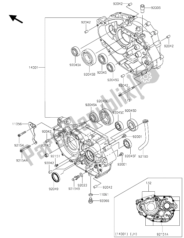 Alle onderdelen voor de Carter van de Kawasaki Z 250 SL 2015