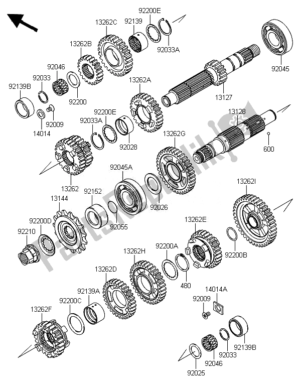 Toutes les pièces pour le Transmission du Kawasaki ER 6N 650 2014