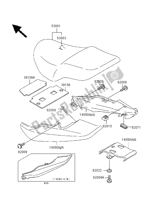 All parts for the Seat of the Kawasaki ER 500 1999