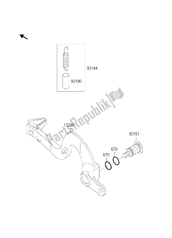 Alle onderdelen voor de Rempedaal van de Kawasaki KX 125 2002