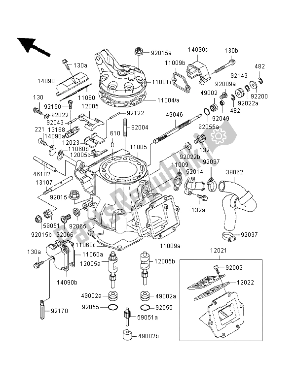 Tutte le parti per il Testata E Cilindro del Kawasaki KX 250 1996