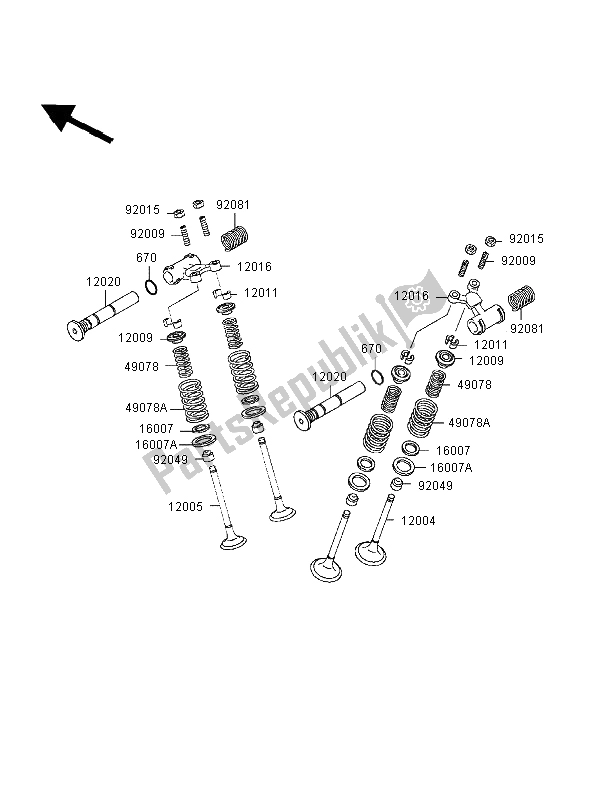 Tutte le parti per il Valvola del Kawasaki ER 500 1998