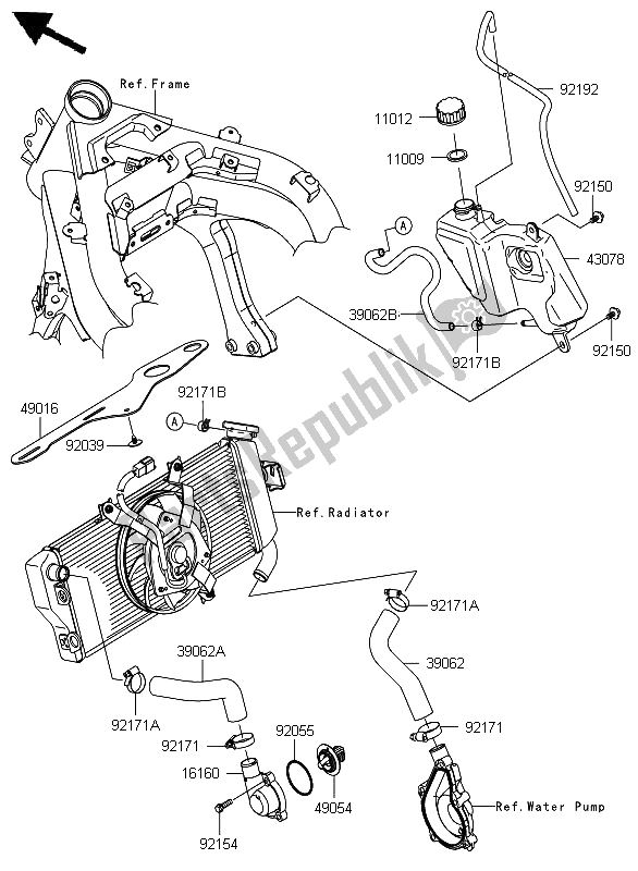 Todas las partes para Tubería De Agua de Kawasaki ER 6F ABS 650 2012