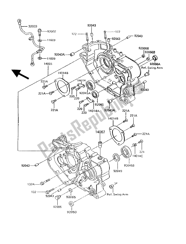 All parts for the Crankcase of the Kawasaki KLR 600 1993