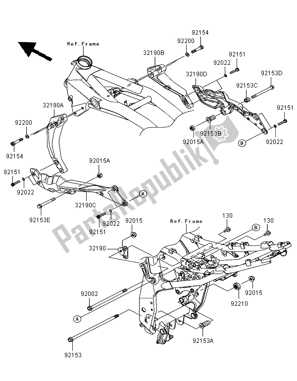 Todas las partes para Montaje Del Motor de Kawasaki Z 750R 2011