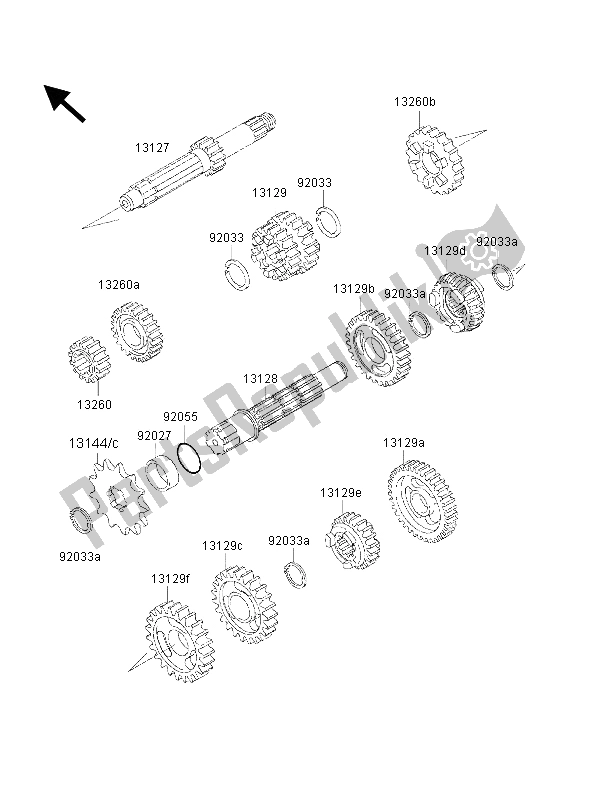 All parts for the Transmission of the Kawasaki KX 85 SW 2001