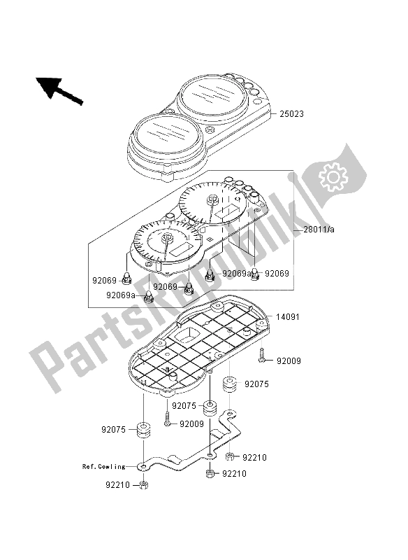 All parts for the Meter of the Kawasaki Ninja ZX 9R 900 2003