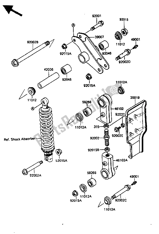 Todas as partes de Suspensão do Kawasaki KX 500 1985