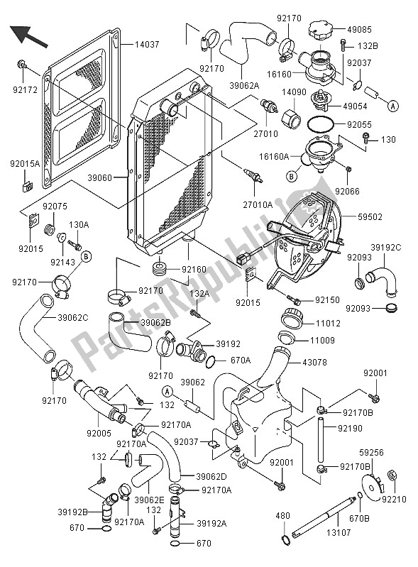 Toutes les pièces pour le Radiateur du Kawasaki VN 800 Classic 2005