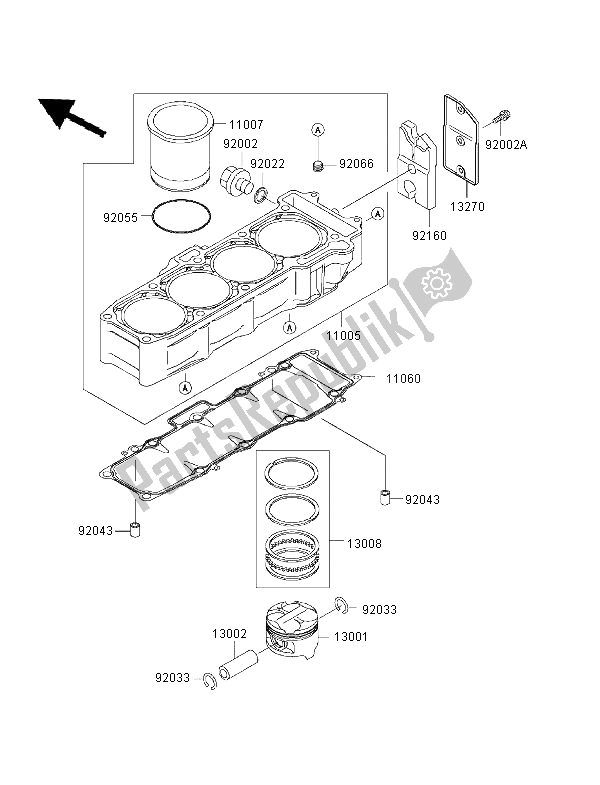 Tutte le parti per il Cilindro E Pistone del Kawasaki Ninja ZX 7 RR 750 1997