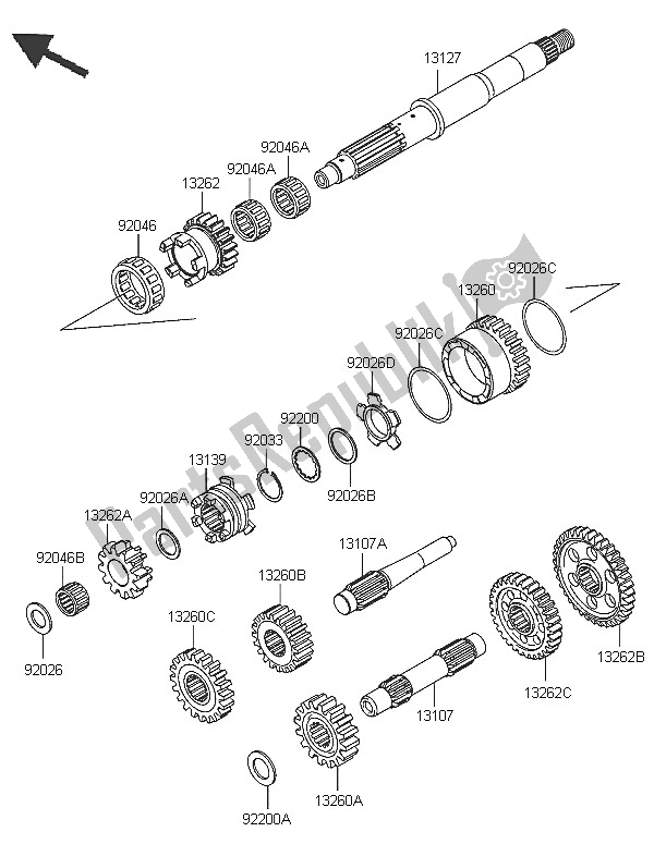 All parts for the Transmission of the Kawasaki KVF 750 4X4 2005