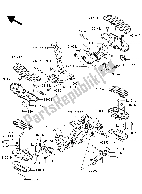 All parts for the Footrests of the Kawasaki VN 1700 Voyager ABS 2009