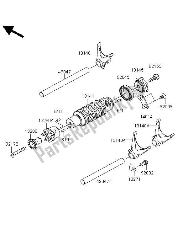 All parts for the Gear Change Drum & Shift Fork of the Kawasaki Versys 650 2011