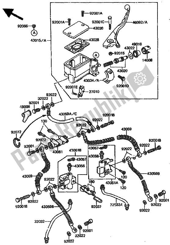 Todas las partes para Cilindro Maestro Delantero de Kawasaki GPZ 1100 1985