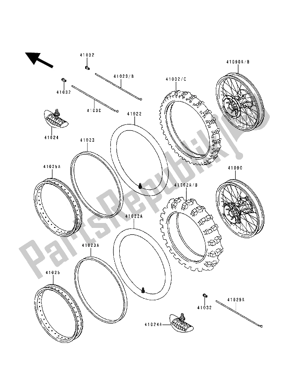 Tutte le parti per il Pneumatico del Kawasaki KDX 200 1992