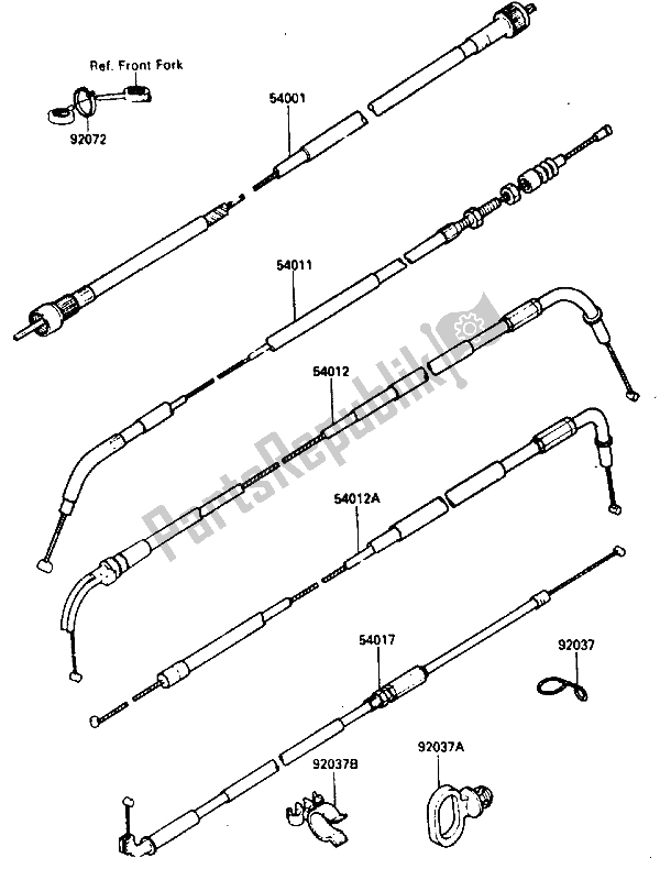 Toutes les pièces pour le Câble du Kawasaki GPZ 600R 1986