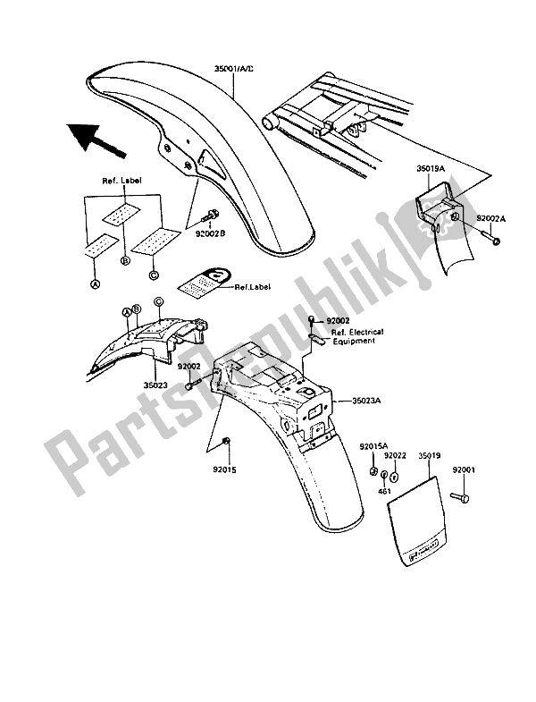 Tutte le parti per il Parabordi del Kawasaki GPZ 550 1987