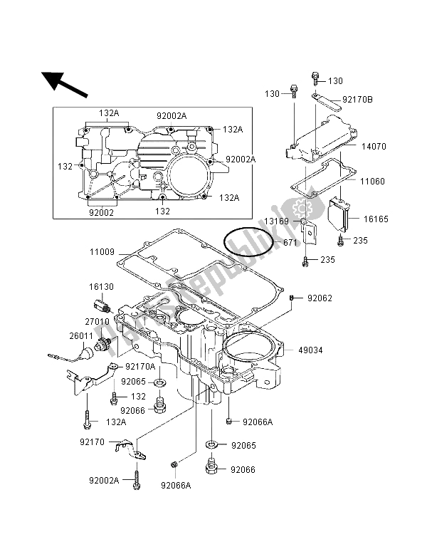 All parts for the Breather Cover & Oil Pan of the Kawasaki ZZ R 1100 1998