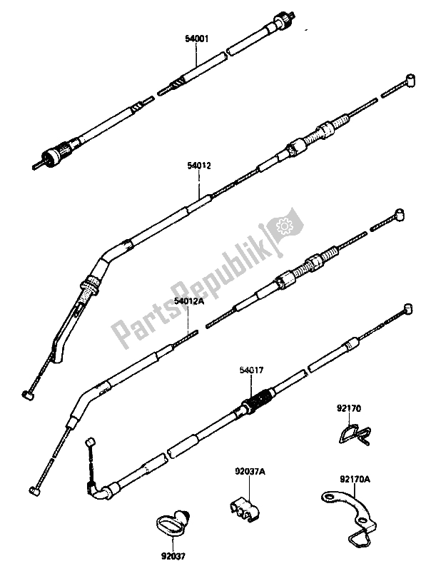 All parts for the Cable of the Kawasaki ZX 10 1000 1989