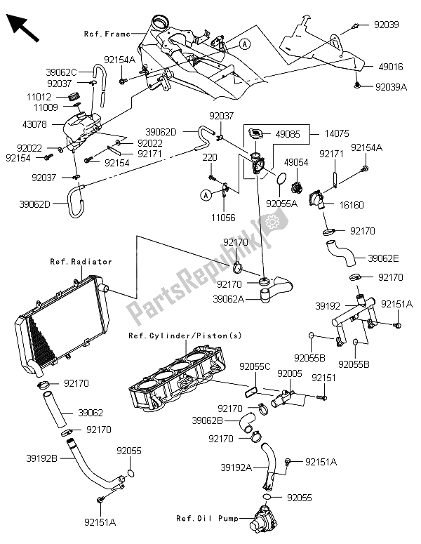 Todas las partes para Tubería De Agua de Kawasaki Z 800 ABS DDS 2013