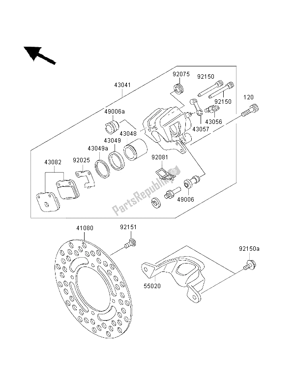 Tutte le parti per il Freno Posteriore del Kawasaki KX 65 2001