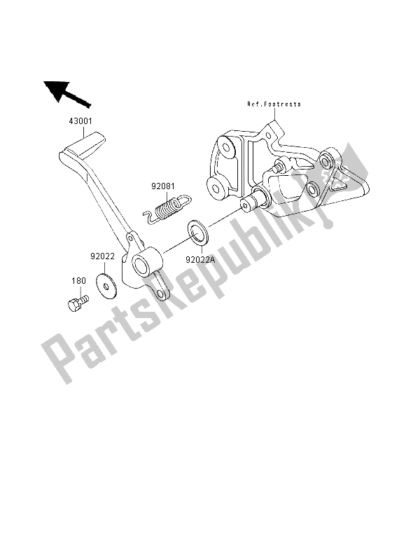 Tutte le parti per il Pedale Del Freno del Kawasaki GPZ 500S UK 1998