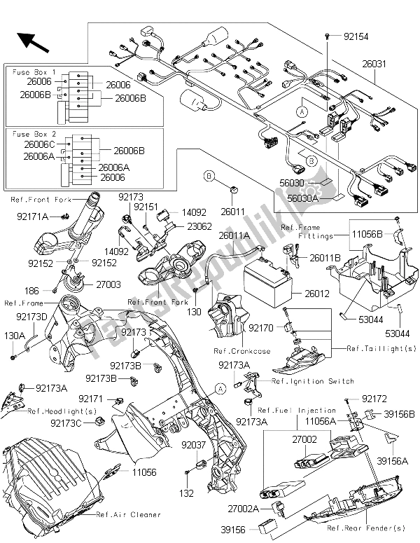 Todas las partes para Equipo Eléctrico Del Chasis de Kawasaki Z 1000 ABS 2015