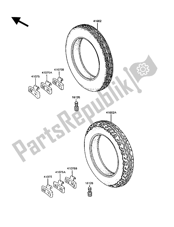 Tutte le parti per il Pneumatici del Kawasaki GT 750 1994